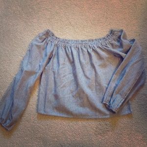 Cotton blue pinstripe blouse.